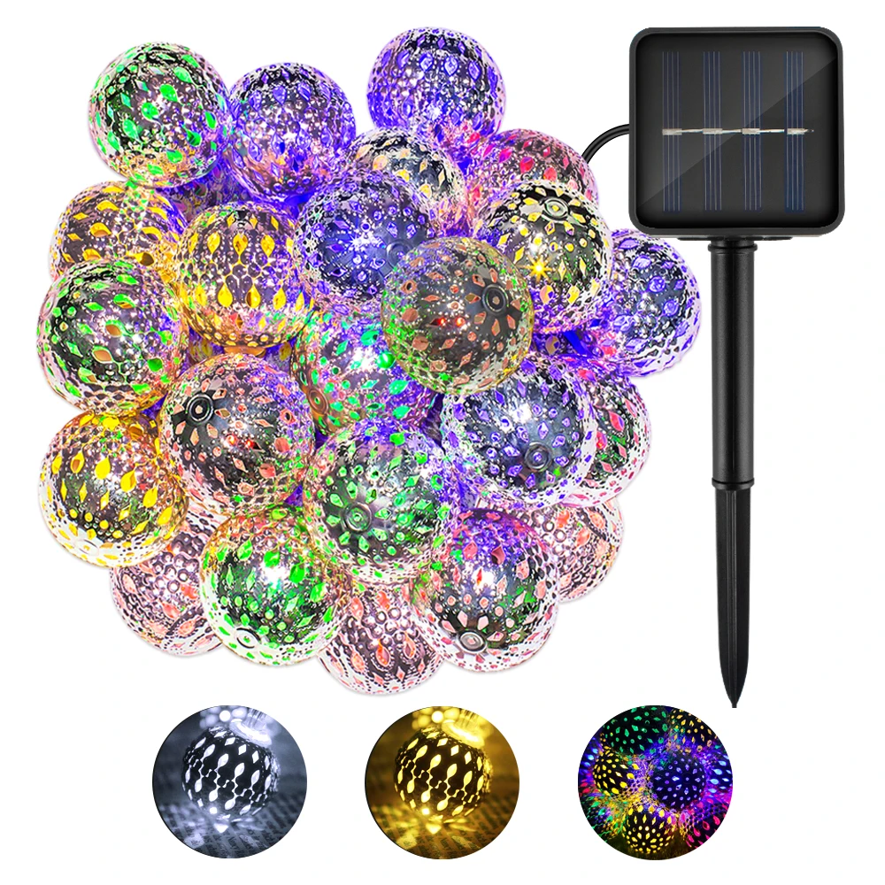 

CHIZAO LED Multicolor Iron Sliver Bulb Solar String Lights Decoration for Outdoor Holiday Party Wedding Design Garden Yard Set