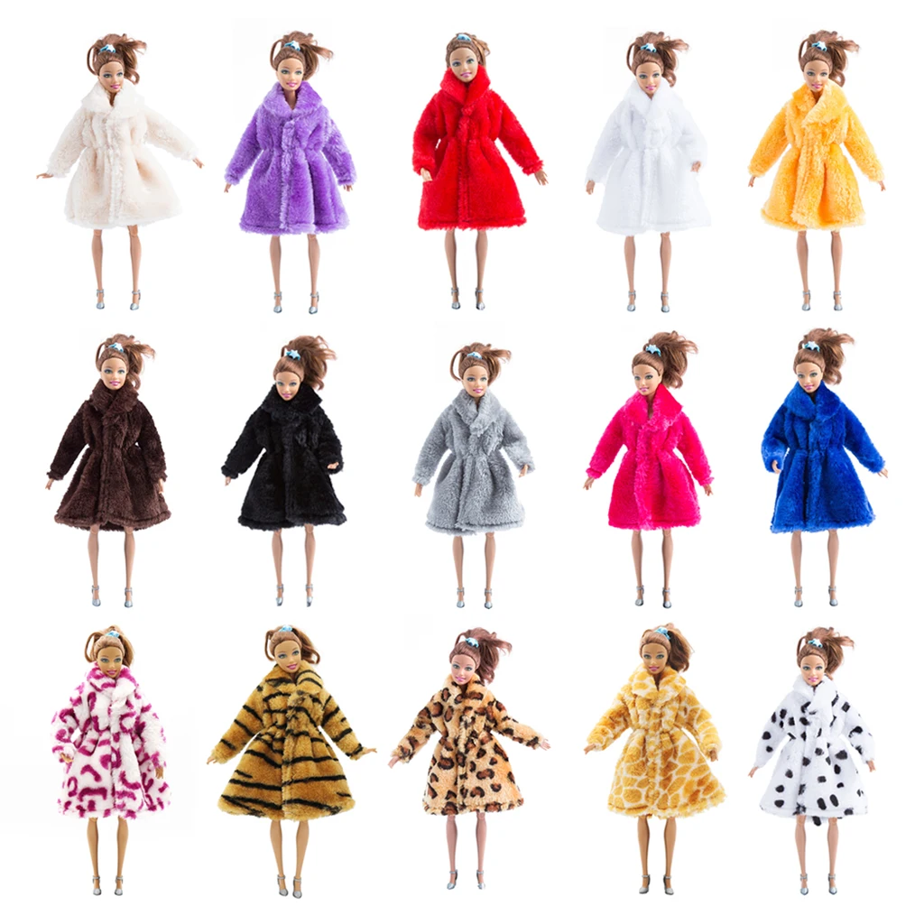 Doll Clothes Fashion Plush Overcoat Outwear for 1/6 Barbi BJD SD Dolls Clothing Dress Up Clothing Dolls Accessory Birthday Gift
