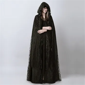 

Cosplay queen vampire death ghost lace cloak punk women's long black gauze cloak adult halloween carnival witch cape clock