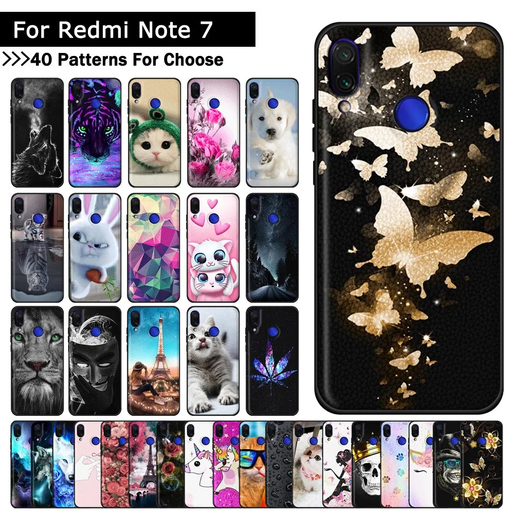

for Xiaomi Redmi note 7 Case Silicone Soft TPU Painted Pattern PU Serise Phone Case for Xiaomi Redmi note7 Cover Fundas Coque
