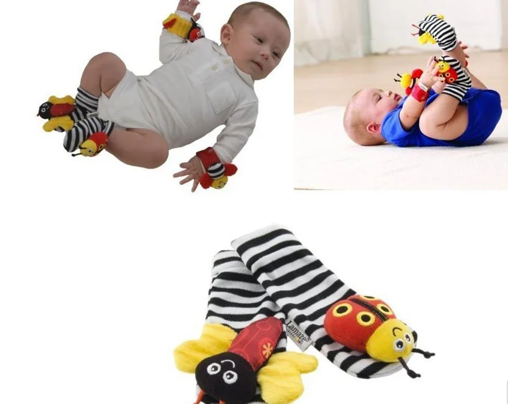 Lamaze Babyspielzeug Handgelenkrassel Socken Rassel Fuß 4 Teilig Baby Motorik 