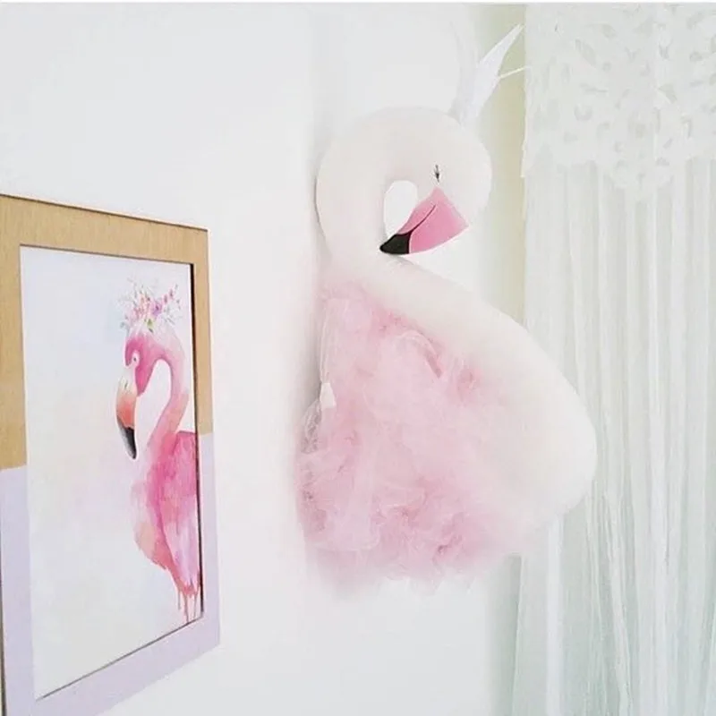 Cute Love Ins Crown plush Swan Wall Art Hanging Flamingo plush Doll