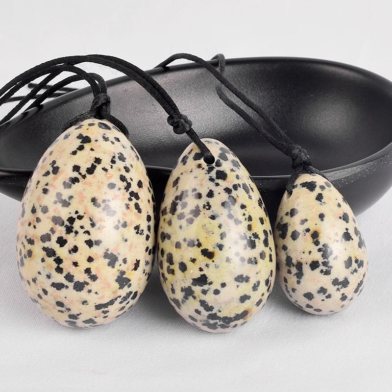 

Drilled Yoni Eggs Dalmatian Jasper Massage Stone Kegel Exerciser Viginal Muscle Tightening Reiki Healing Ben Wa Ball Health Care