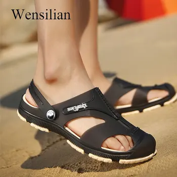 

New Summer Sandals Men Flip Flops Slippers Jelly Shoes Causl Beach Shoes Hollow Male Footwear Non-Slip Flat Sandalia Masculina