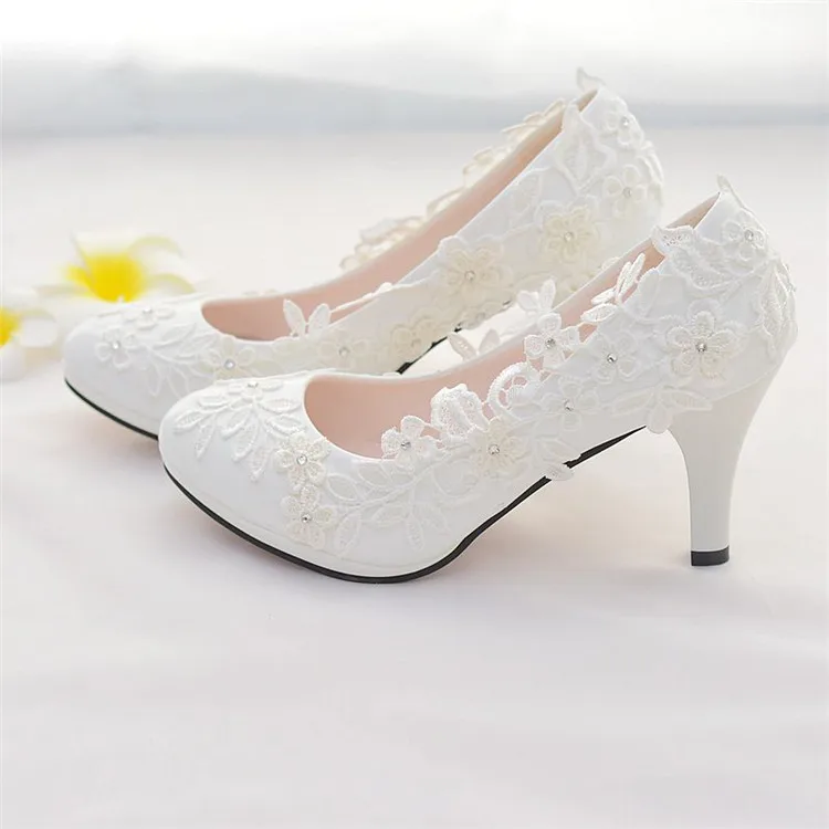 Белые кружевные свадебные туфли; женские туфли на высоком каблуке для невесты; туфли-лодочки на каблуке; женская обувь; обувь для невесты; chaussure femme talon