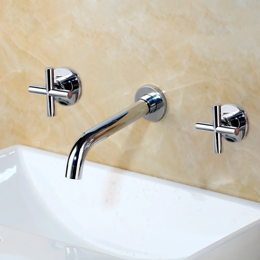 Günstige KEMAIDI Wasserhähne Wand Waschbecken Becken Mischbatterie Set Bad Auslauf Wasserhahn Mit Doppel Hebel In Matt Schwarz Poliert gold