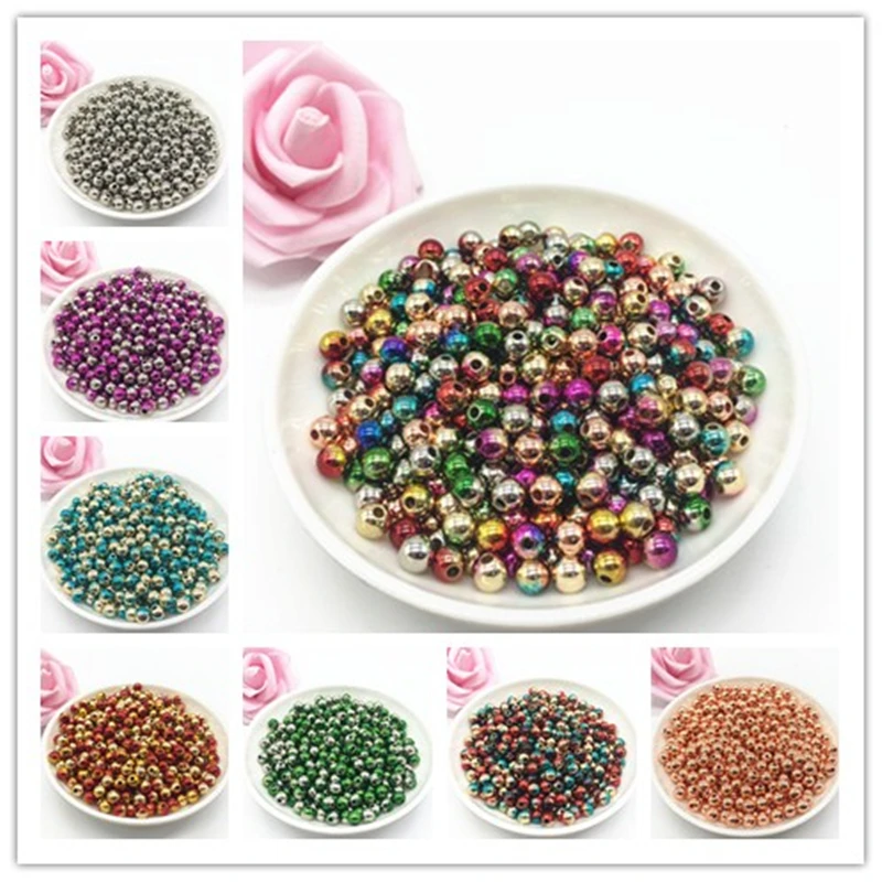 

New 100pcs 6mm Acrylic Round Pearl beads Loose Pearl Beads for Necklace Bracelet Jewelry Making