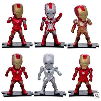 

6pcs/set The Avenger Iron Man Action Figure Mini Egg Attack Superhero Figure PVC Toy brinquedos christmas gifts