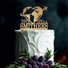 Тематика путешествий свадебный торт Топпер Mr& Mrs Персонализированные фамилия торт Топпер на заказ свадебное украшение в деревенском стиле