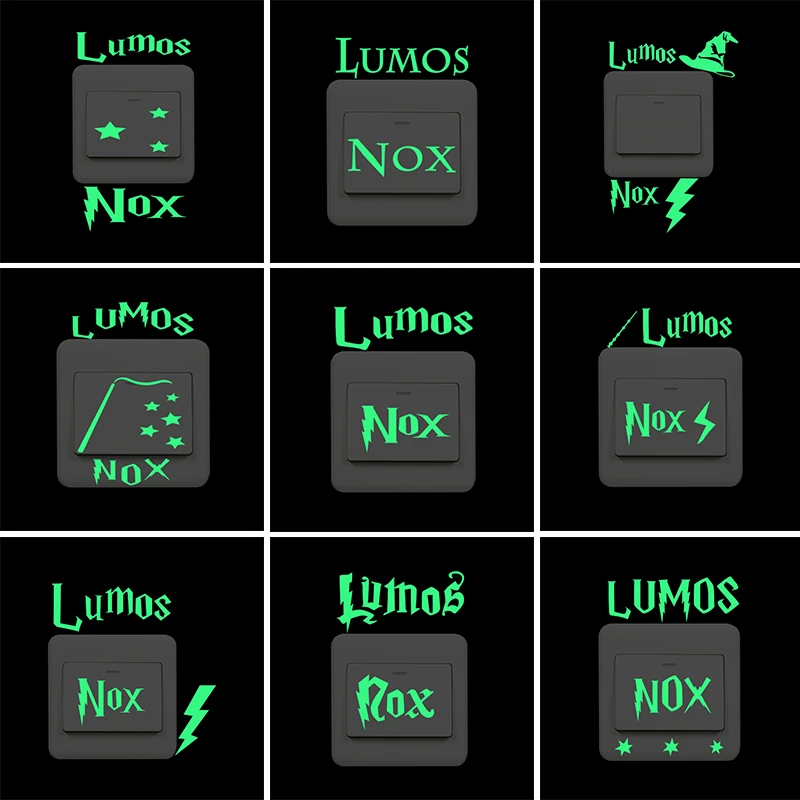 

Classic Movie Harry Potter Luminous Switch Sticker Glow in the Dark Lumos Nox Wall Stickers for Kids Rooms Bedroom Home Decor