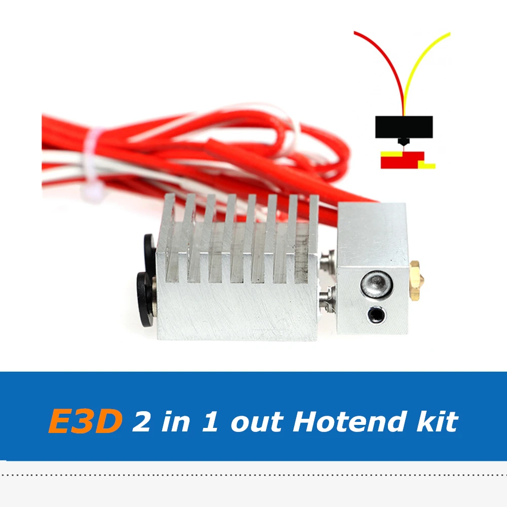 

3D Printer Part E3D Remote Extruder 2 In 1 Out Dual Color Switching Hotend Kit With 0.4mm Nozzle For 1.75mm Filament