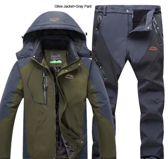 5XL мужская зимняя куртка для скалолазания, лыжного спорта, брюки, костюмы для охоты, рыбалки, водонепроницаемые, треккинговые, мужские мягкие флисовые комплекты для путешествий