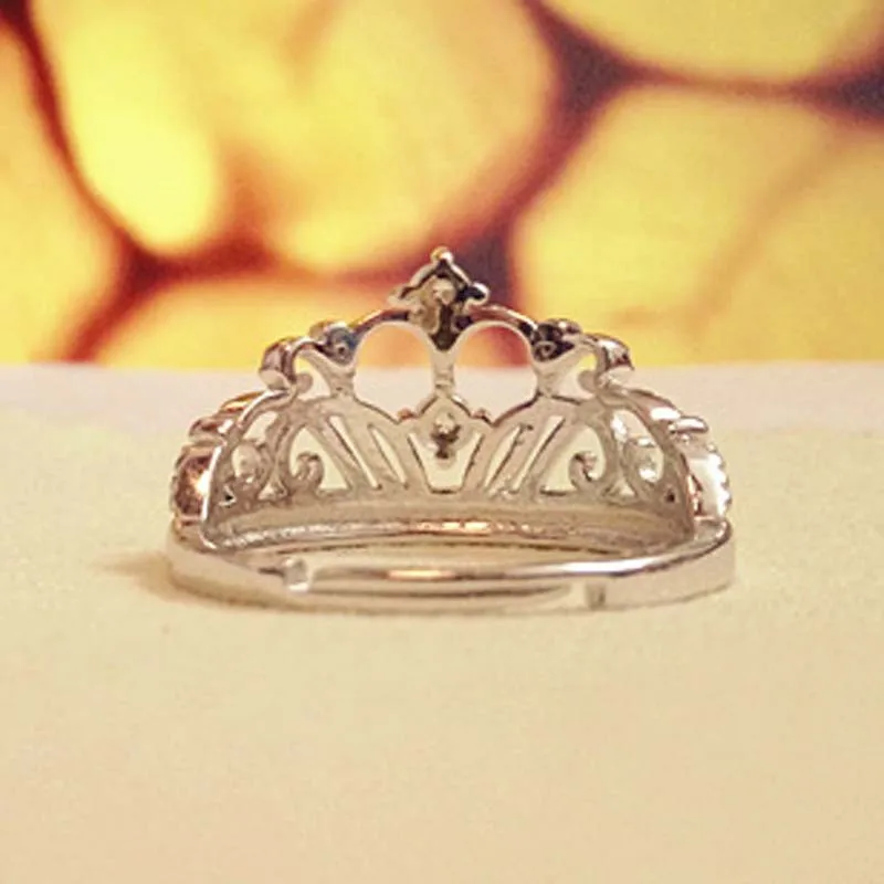CC Корона Кольца для женщин Открытый Серебряный кубический цирконий принцесса кольцо Анель в стиле барокко Свадебные ювелирные изделия аксессуары CC1479 - Цвет основного камня: small
