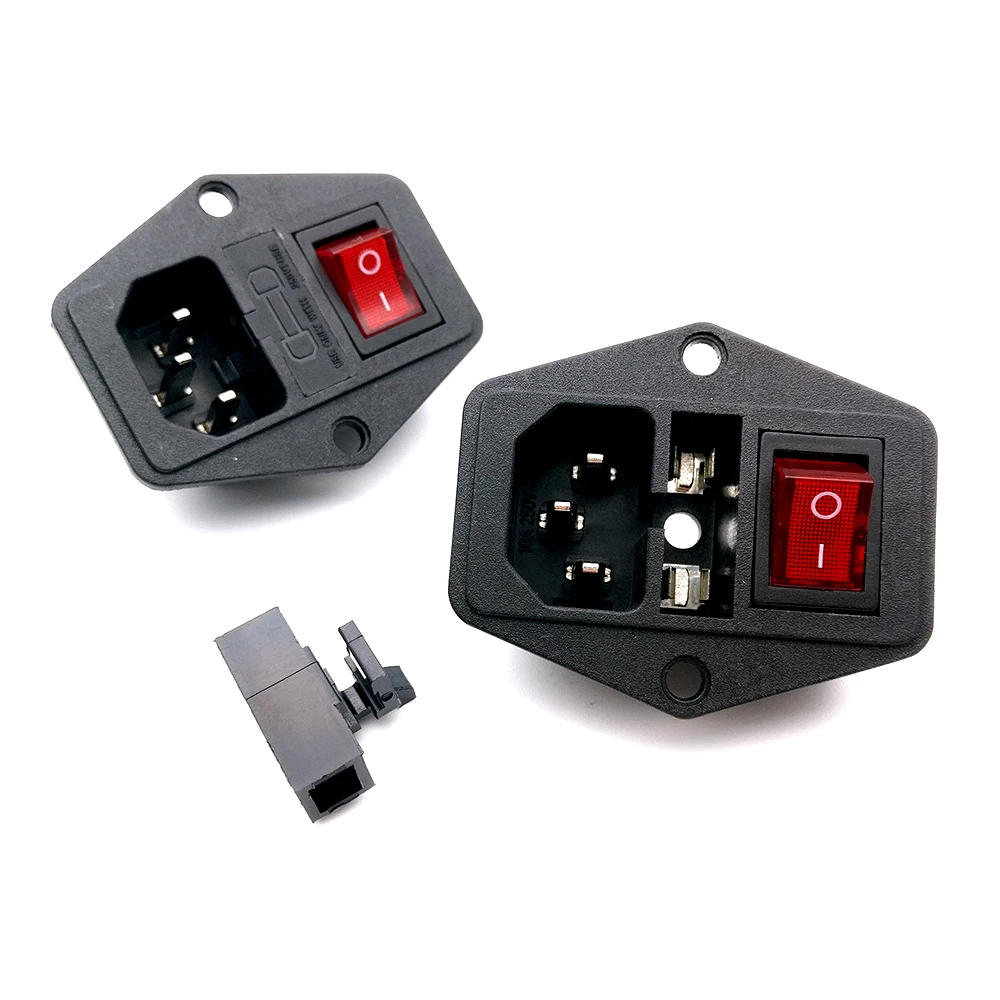 Power Rocker Switch IEC 3 Pin 320 C14 Inlet Power Sockets Switch Connector Plug 10A 250V