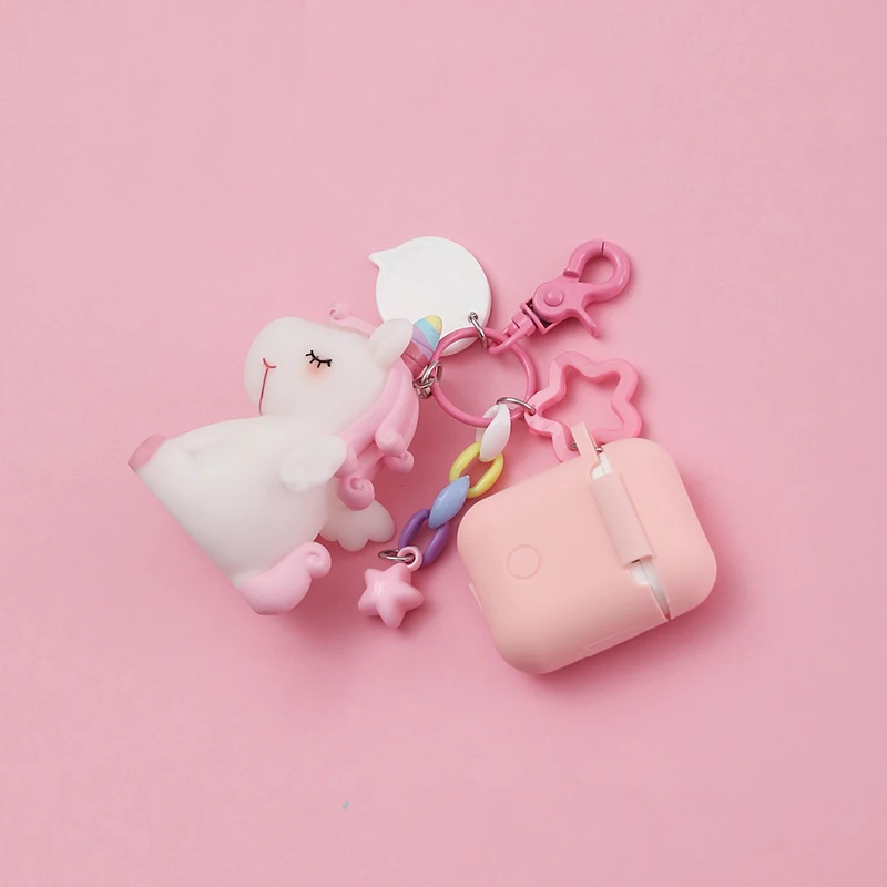 Мультяшный Единорог силиконовый чехол для Apple Airpods Bluetooth беспроводные наушники аксессуары Air pods защитный чехол сумка брелок