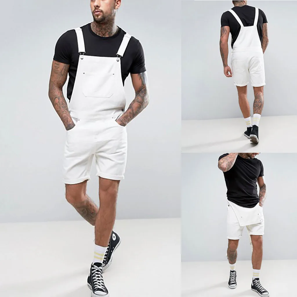 

2019 Fashion Men Brand Clothing Pants Mens Plus Pocket Jeans Overall Jumpsuit Streetwear Overall Suspender Pants mens pants