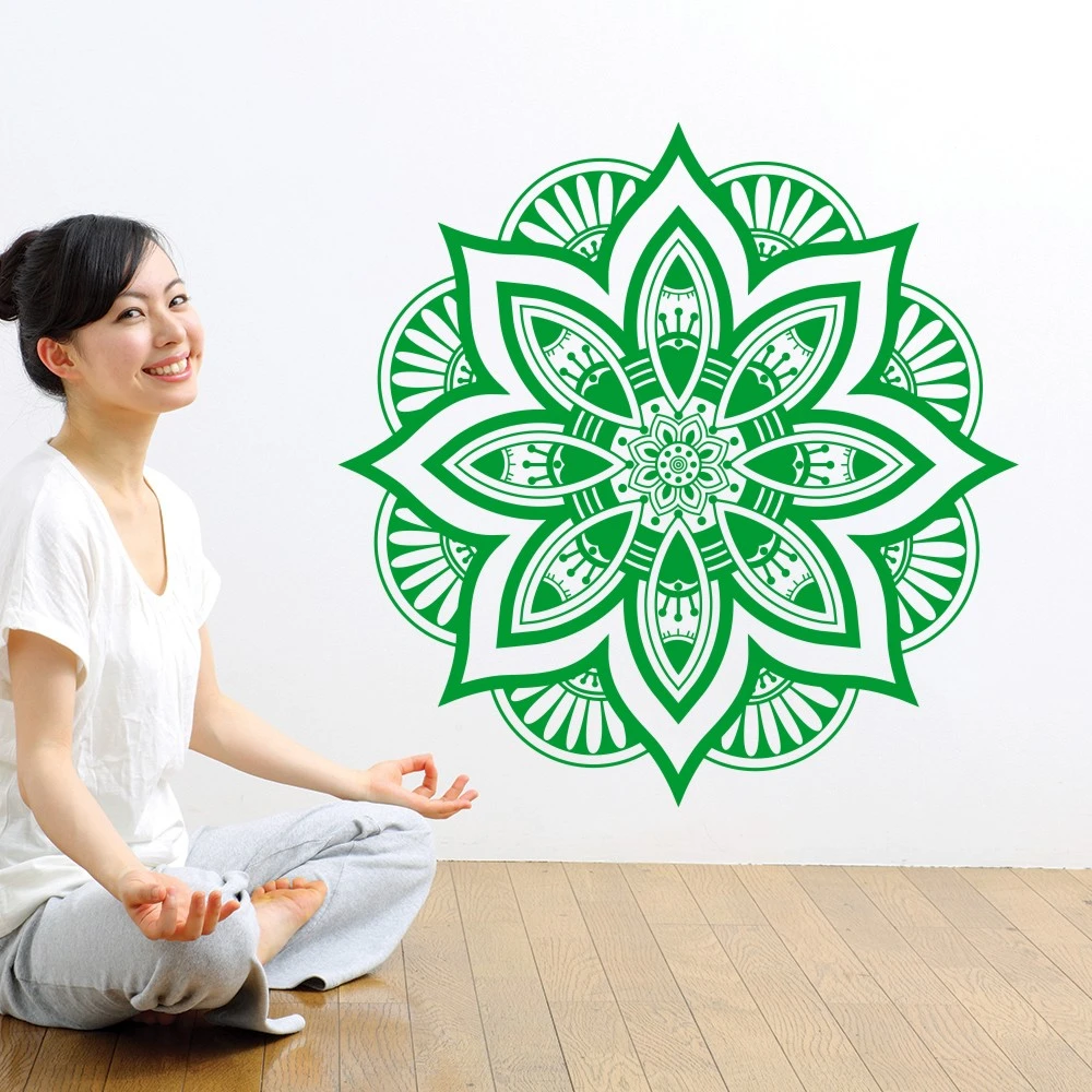 Wall Decal 3D Mandala Moroccan Ornament Flower Namaste Indian Circle Geometric Yoga Bohemian Dorm Home Decor Murals Vinyl Sticker S131