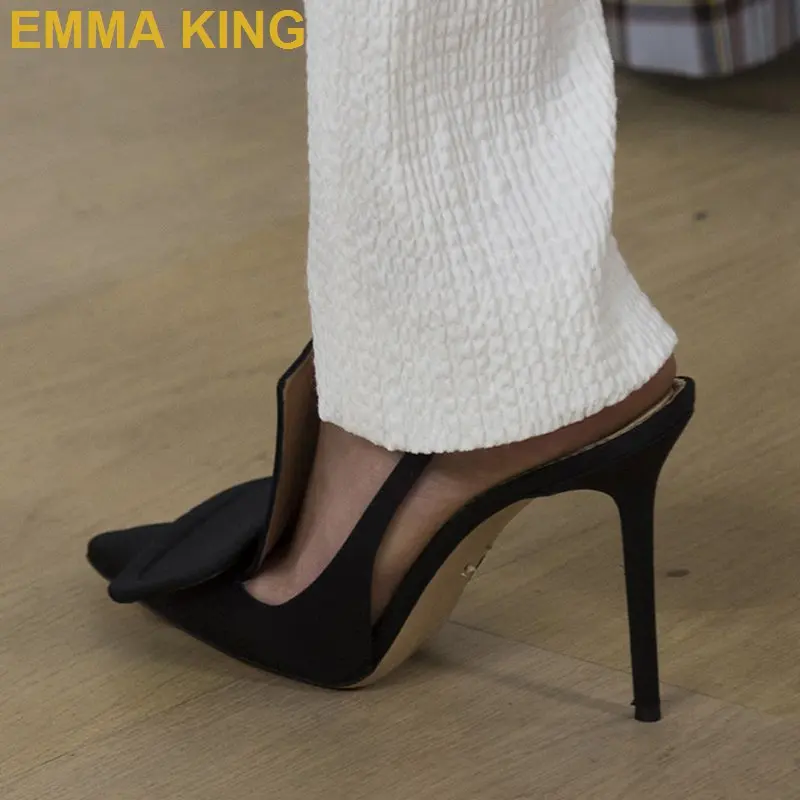 Черный Emma king/фиолетовые туфли для подиума; женские туфли-лодочки на высоком каблуке с острым носком; пикантные вечерние туфли на каблуке; женские босоножки; обувь в гладиаторском стиле - Цвет: Черный