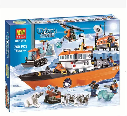 

BELA 10443 760pcs City Polar Adventure Arctic Ice Breaker Ship Model Building Blocks Toys For Children Compatible Legoe