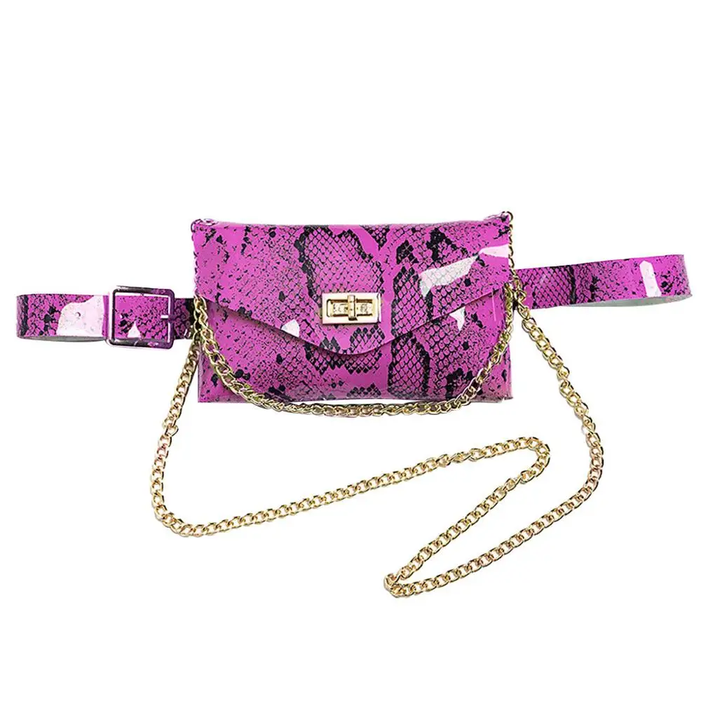 Pu Leahter Waist Bag Famal Fashion Waist Belt Women Waist Pack Serpentine Fanny Pack Leather Fashion Snake Skin Waist bag