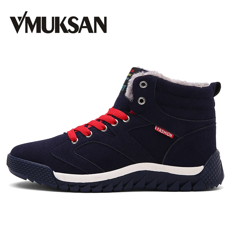 

VMUKSAN Hot Sale Snow Boots Men Plus Size 39-48 Warm Winter Mens Boots 2018 New Designer Flock Ankle Basic Lace Men's Snow Shoes