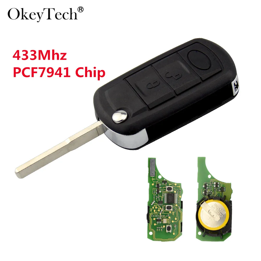 Okeytech 3 кнопки 433 МГц PCF7941 чип флип Автомобильный Дистанционный ключ для Land Rover Range LR3