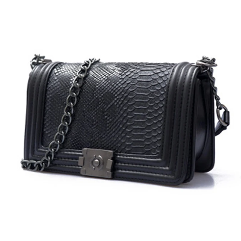

Women Handbag Leather Bag Women Shoulder Bag Small Flap Crossbody Handbag Chain Lock Serpentine Vintage Designer Women Bags