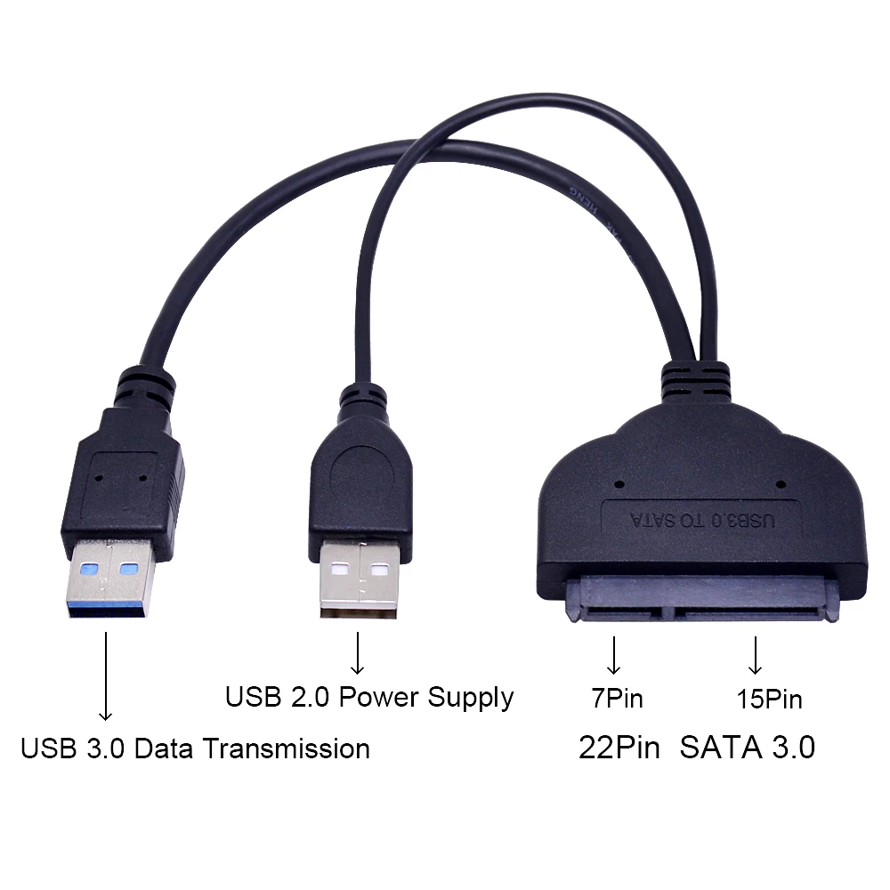 CHIPAL 5 Гбит/с USB 3 0 на SATA 22Pin кабель адаптер USB3.0 III конвертер с 2 Питание для &quotжесткий