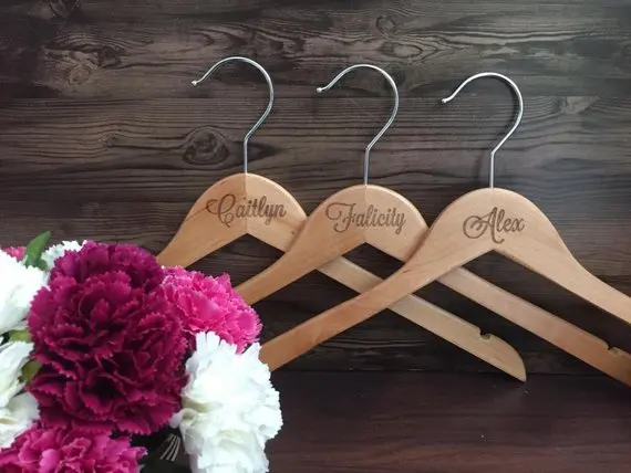Custom Name Wood Hangers Personalised Coat Hanger Bridesmaid