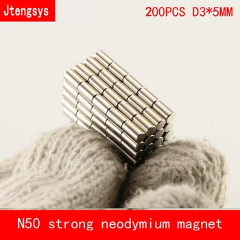 

Jtengsys wholesale 200PCS D3*5mm mini cylinder N50 Strong magnetic force rare earth Neodymium magnet diameter 3X5MM