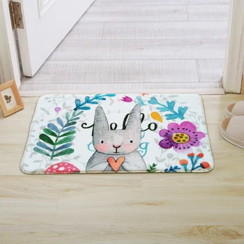 

Funny Freehand Rabbit Plant Floor Mat Rugs For Kids Cute Bath Carpet Mat 1Pcs Home Decor Bathroom Mat Rug Doormat Alfombras