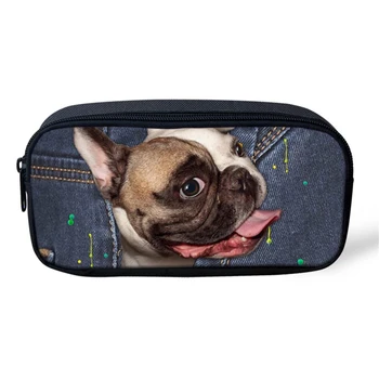 

Noisydesigns Women Cosmetic Cases Demin Dog Print Travel Make Up Bag Children Stationery School Supplies Girls Pencil Case Pouch