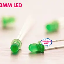 1000 шт 3 мм зеленый светодиодный светодиод/F3 светодиодный зеленый цвет