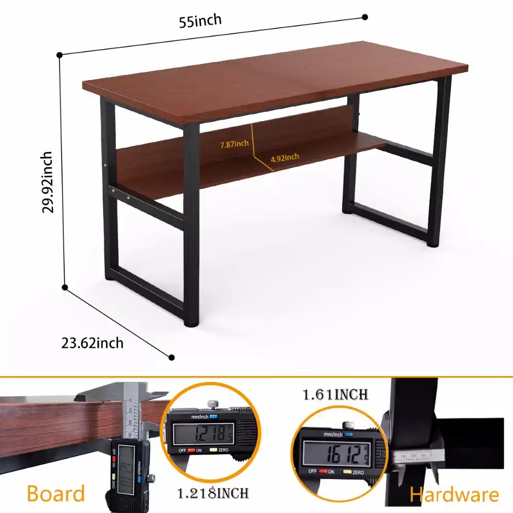 55 Computer Desk With Bookshelf Office Writing Workstation 2 In 1 Bookcase Pc Laptop Study Table For Home