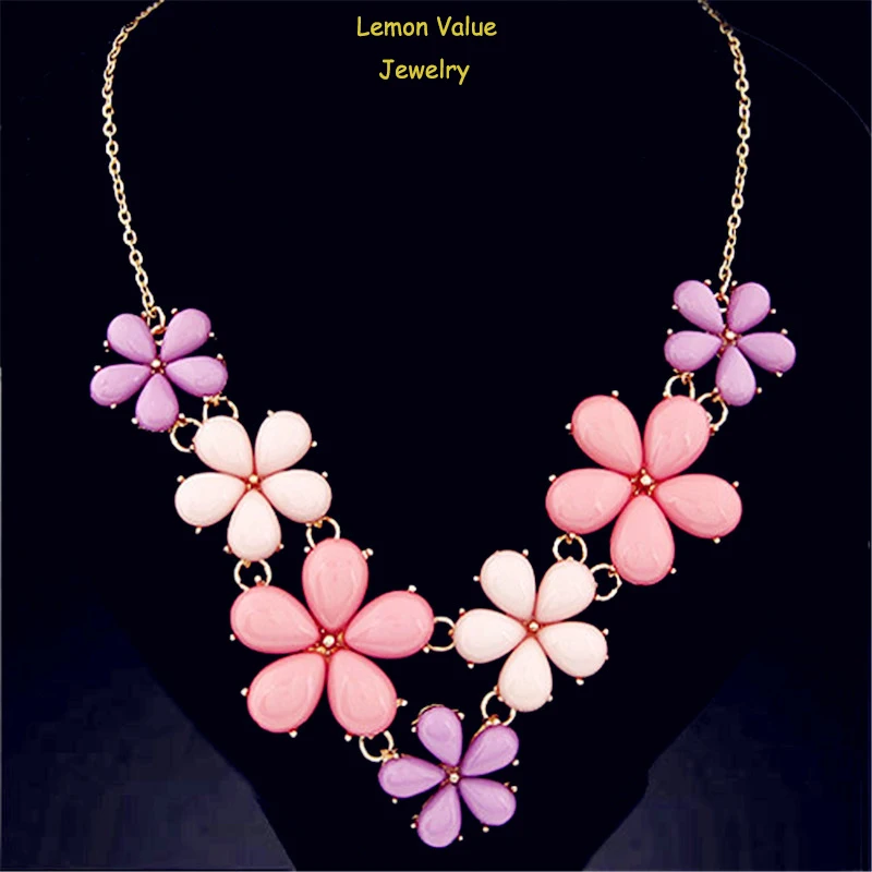 Lemon Value Bohemia Statement Choker Fashion Charms Collar Vintage Rhinestone Flower Pendant Necklace Women font b