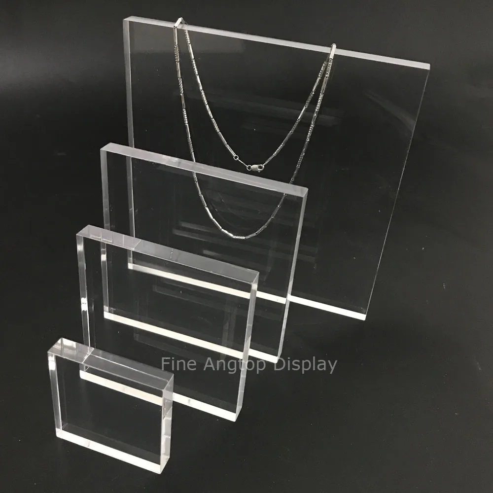 Clear Acrylic Square Display Base Jewelry Necklace Stand Holder Bracelet Rings Earrings Show Panel