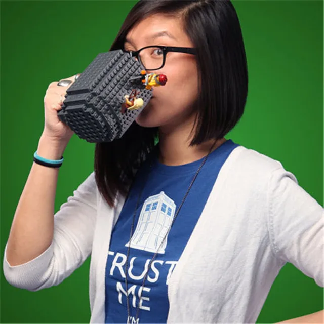 Cheap US Stock DIY Creative Brick Puzzle  Coffee Cup Buildon Building Block Tea Cup