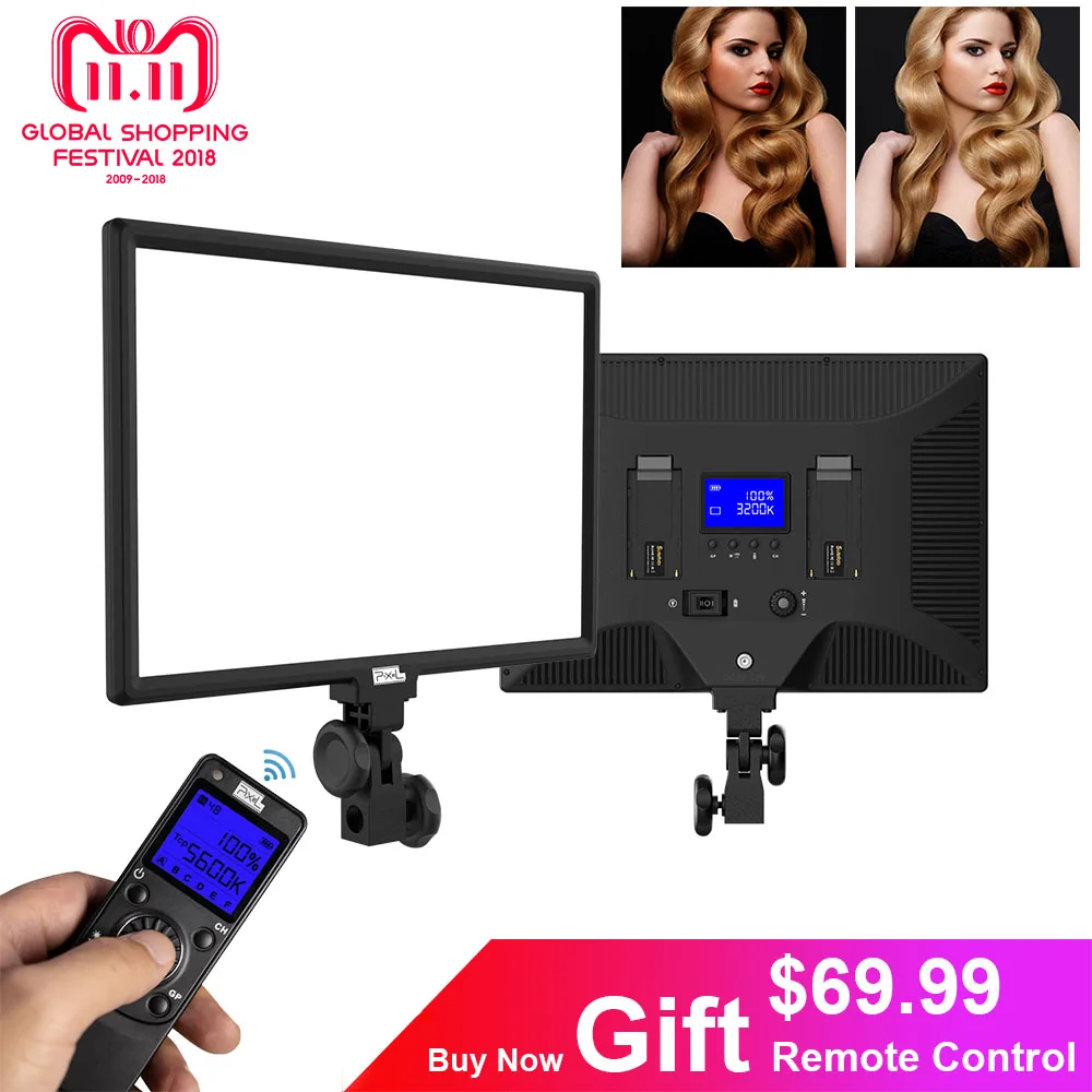 

PixeL P50 Bi-Color 3200k-5600k 45W LED Video Light LCD Display DSLR Studio for Canon Nikon Camera DV Camcorder photography