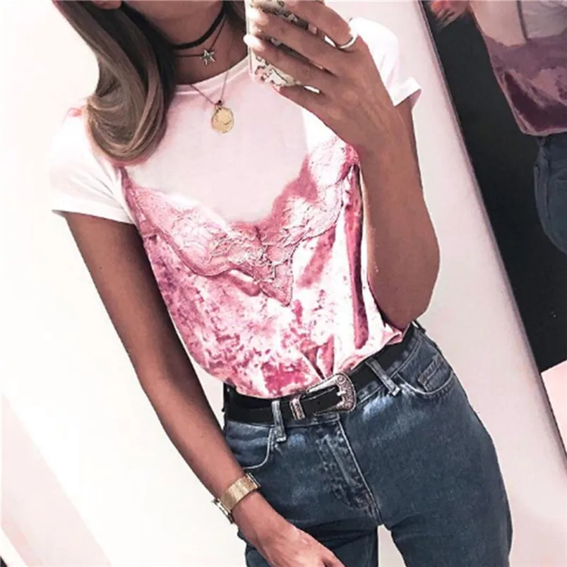 Fashion Womens V-neck Vest Sleeveless Lace Velvet Shirt Blouse Casual Tank Tops women 2019 roupa feminina camicette F12 (2)