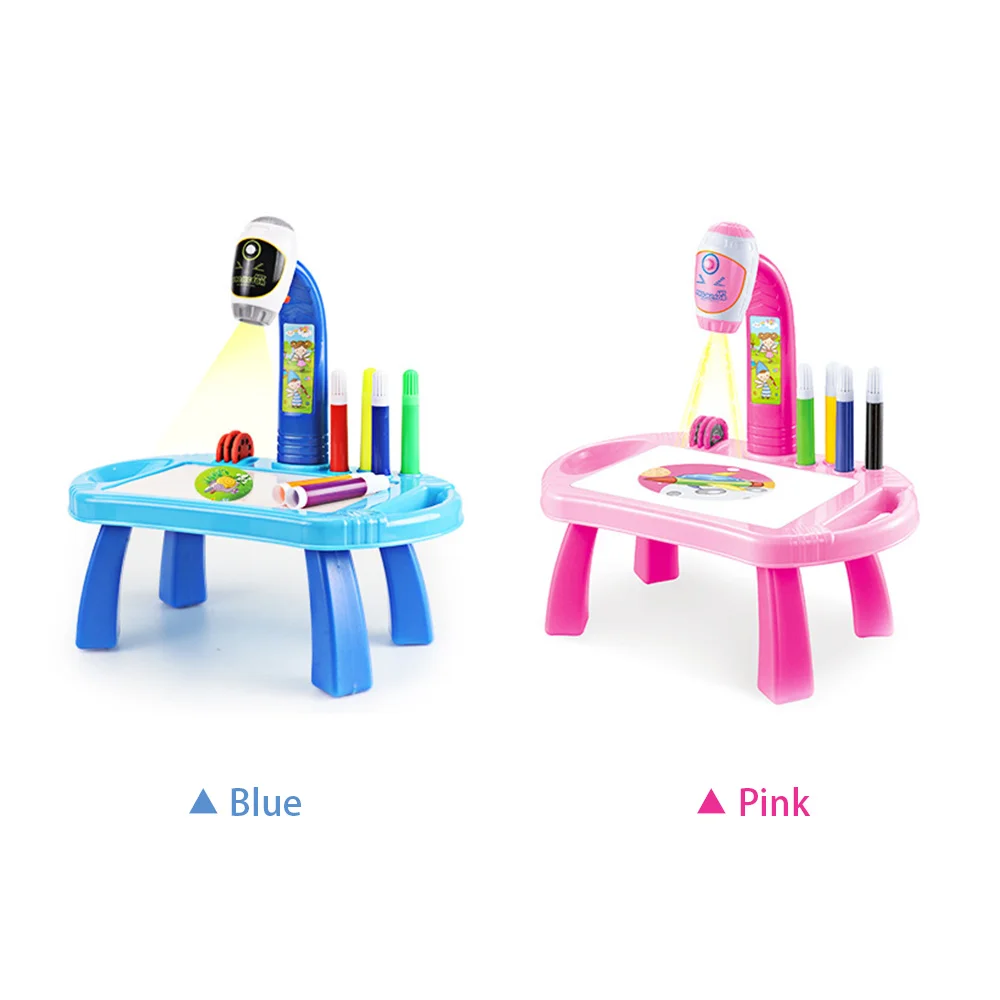 Обучающий стол с умным проектором, обучающий стол, игрушка, светильник, Детский развивающий стол для рисования, подарок для девочек