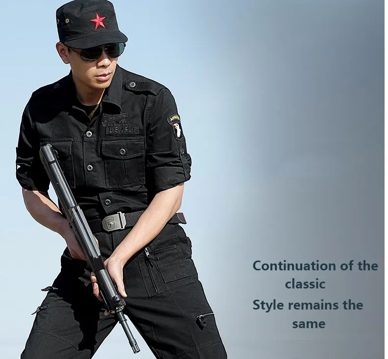 Тактическая рубашка 101 Дивизионная черная охотничья одежда мужская армейская Военная спортивная одежда спецназа черная хлопковая рубашка