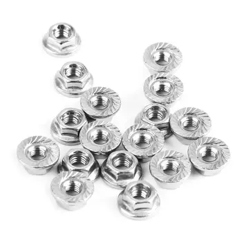 

50PCS M3/M4/M5 Stainless Steel Flanged Serrated Hex Nuts Antiskid Lock Nut Bolts Screw Cap with Serration for 3D Printer Parts