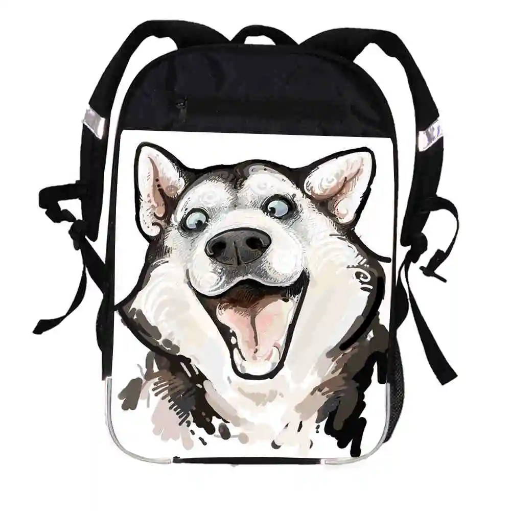 Animal Dog Printing Backpack Akita Bulldog Husky Samoyed Women Men Causul Boys Girls School Bags