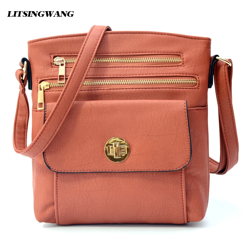 LITSINGWANG 2017New Women Messenger Handbags Ladies PU Leather Bags Black Shoulder Bag Crossbody ...