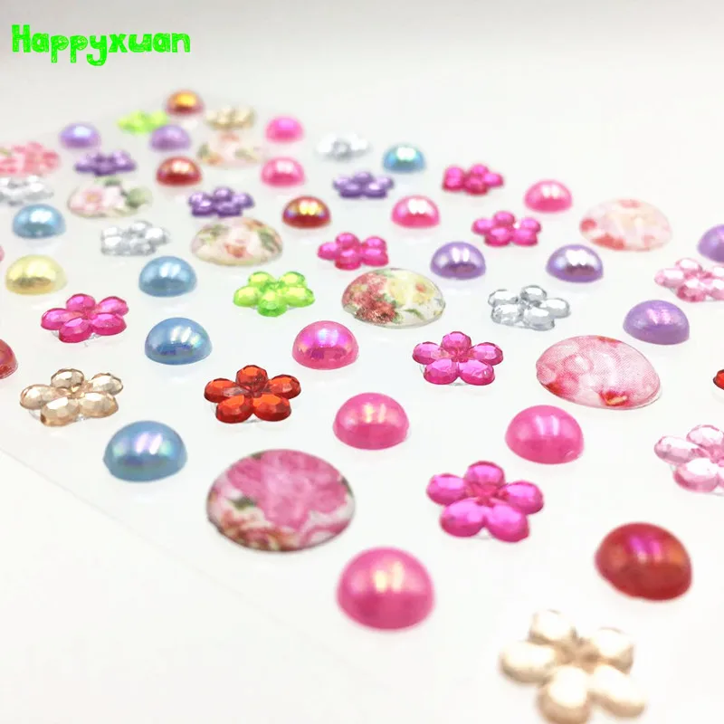 

Happyxuan 10pcs Crystal Diamond Sticker Sheet Rhinestones Flowers Pearl For Crafts Acrylic Scrapbooking Decoration Photo Album