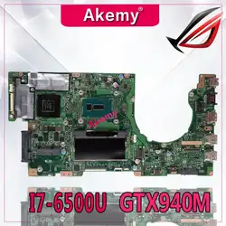 Akemy K501UB K501UX материнская плата для ноутбука ASUS K501UX K501UB K501U K501 Тесты Оригинал материнская плата DDR4-8G Оперативная память I7-6500U GTX940M