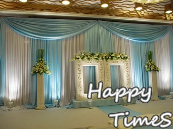 

3*6m Wedding curtain backdrop with detachable swag on top many colors available and matched stainless steel set