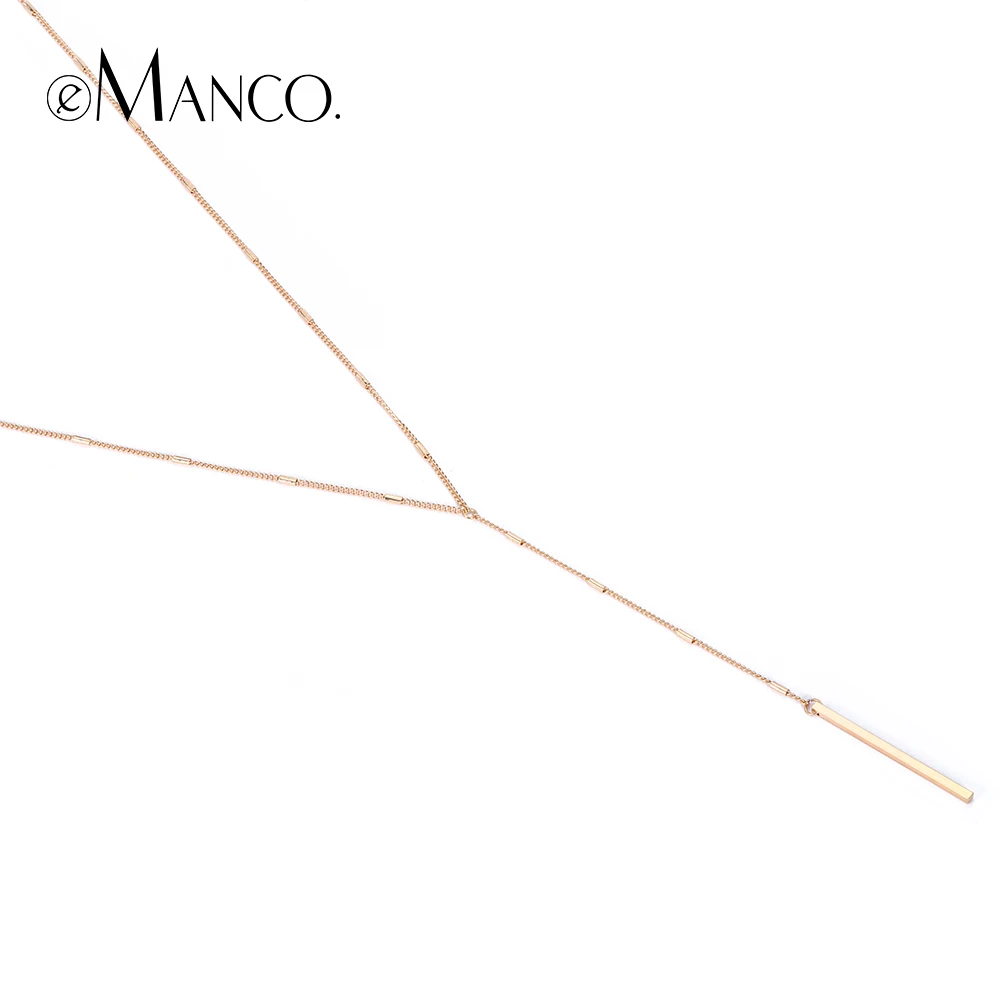 e-Manco Simple Stick Pendant Necklaces for Women Long Strip Choker Necklace collier Femme Statement Jewelry Gifts for Friendship