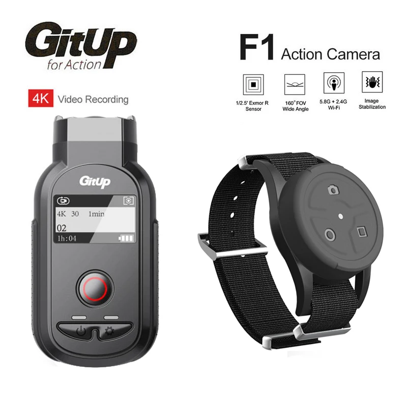 Gitup F1 160 градусов 4 K WI-FI экшн Камера двухдиапазонный WI-FI частоты 5,8G и 2,4G наручные часы RF пульт дистанционного управления Управление смотреть видео Регистраторы