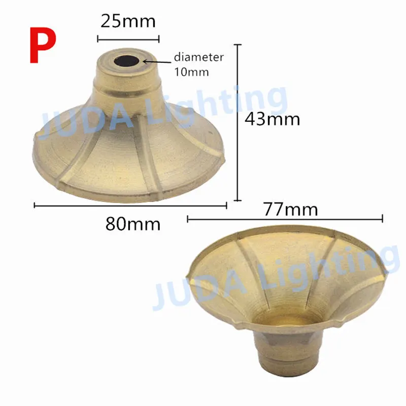 Медная металлическая крышка, латунная ламповая трубка, декоративная крышка M10, светильник с отверстием, декоративная фурнитура для люстры, светодиодный керамический светильник s - Цвет корпуса: P